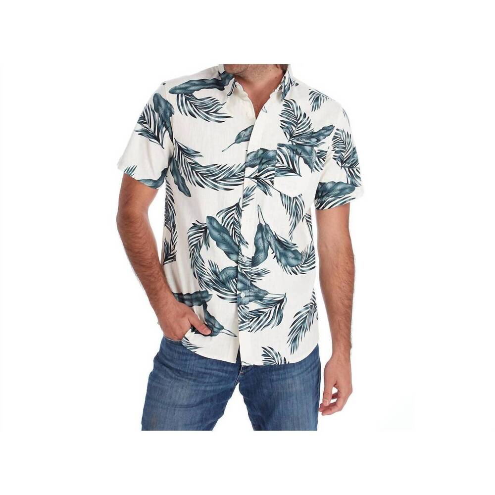 NEW PX jude printed slub shirt in white